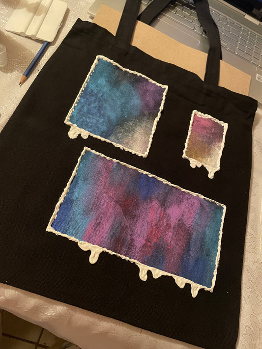 Hand-painted Black Canvas Tote Bag
