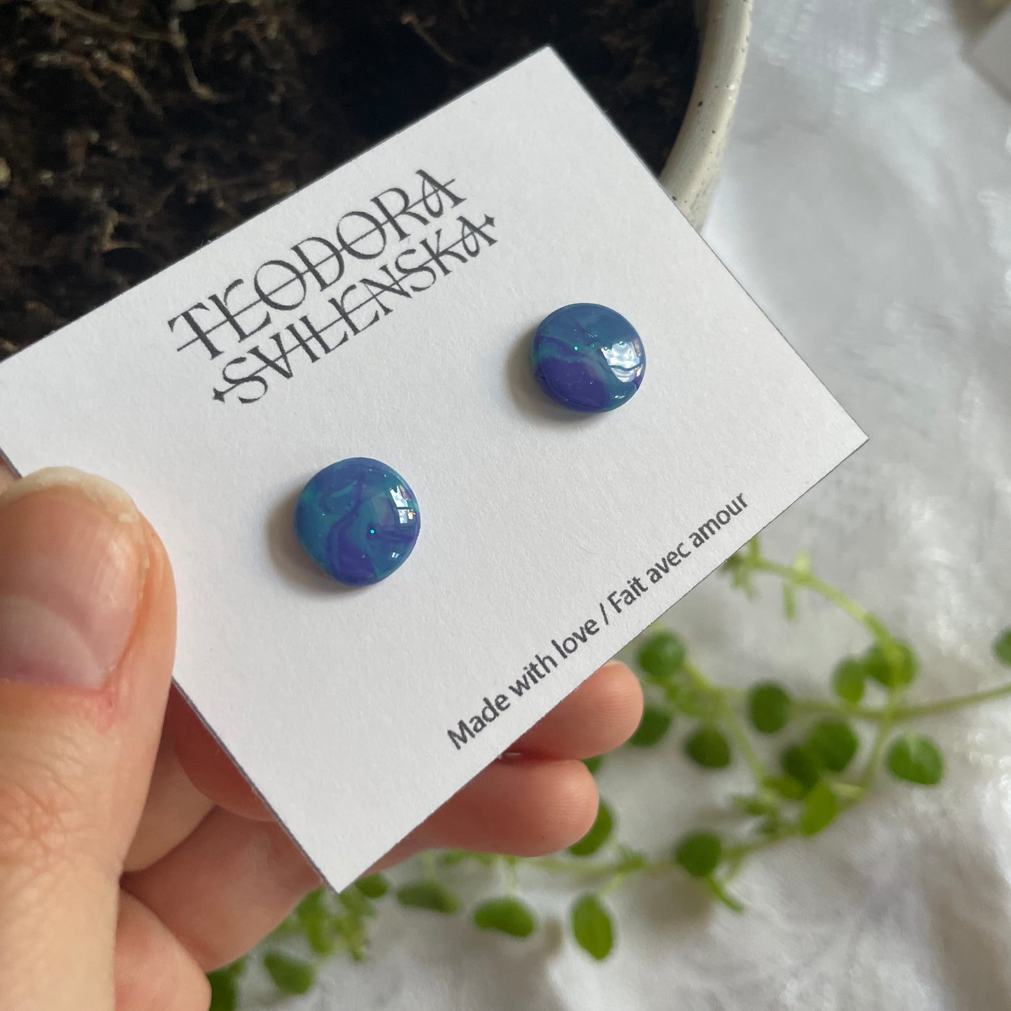 Handcrafted Polymer Clay Studs - Glossy