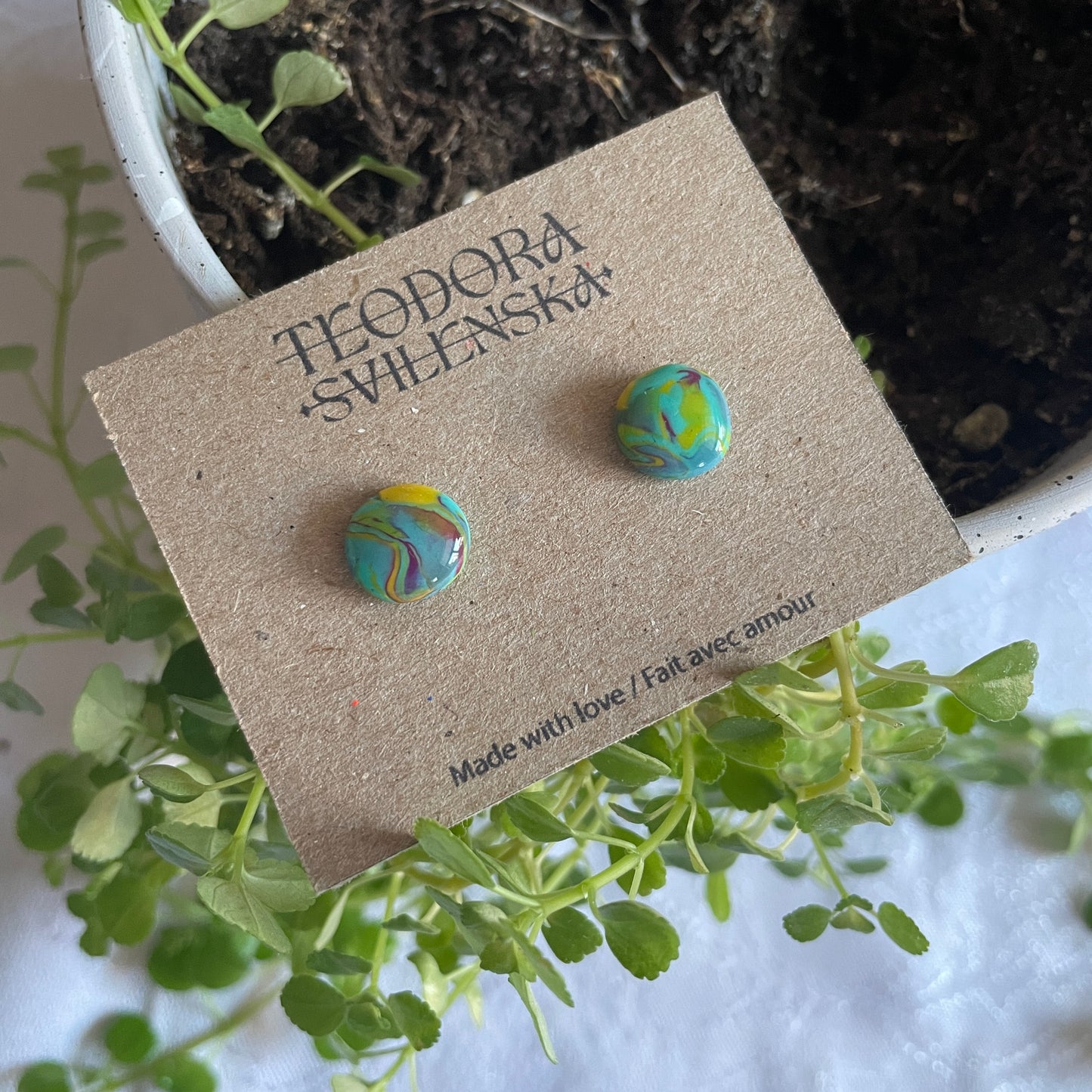 Handcrafted Polymer Clay Studs - Glossy