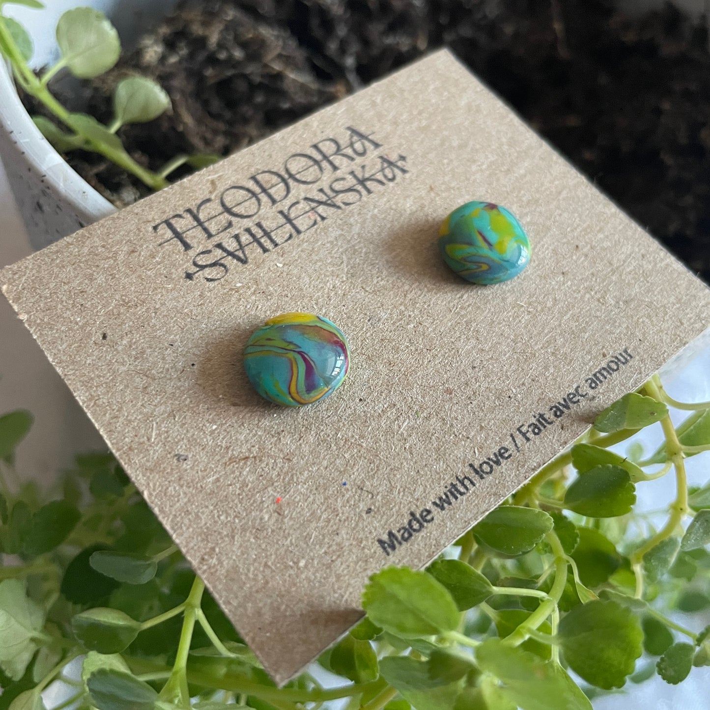 Handcrafted Polymer Clay Studs - Glossy