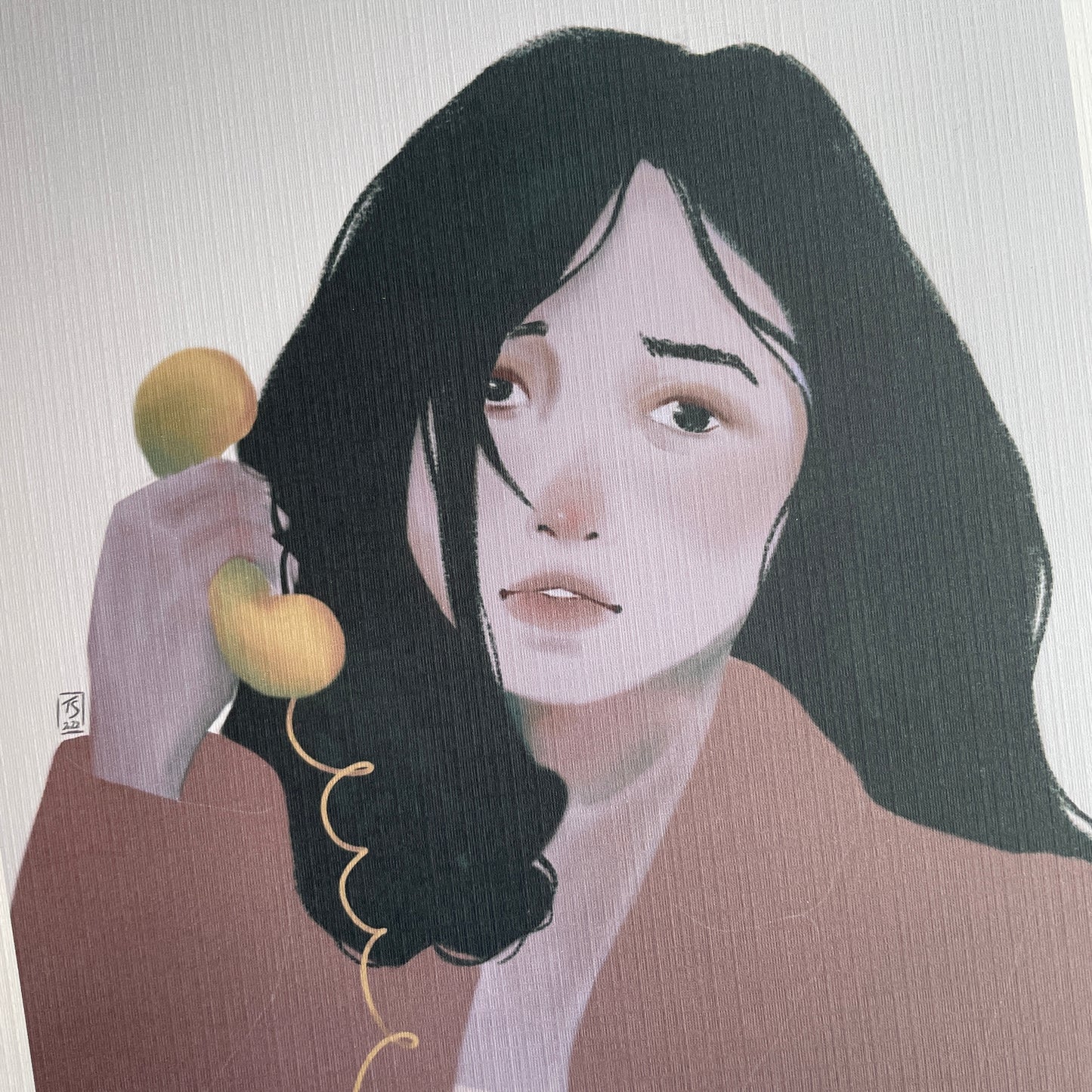 On the phone - Art Print