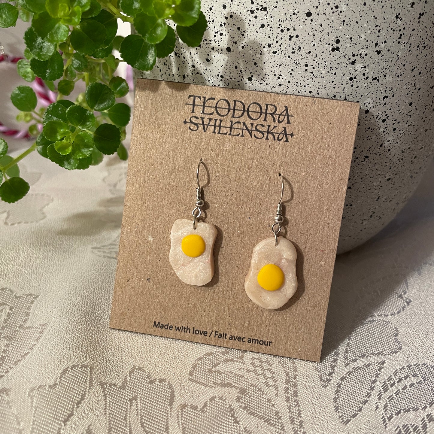 Handcrafted Polymer Clay Earrings - Eggs