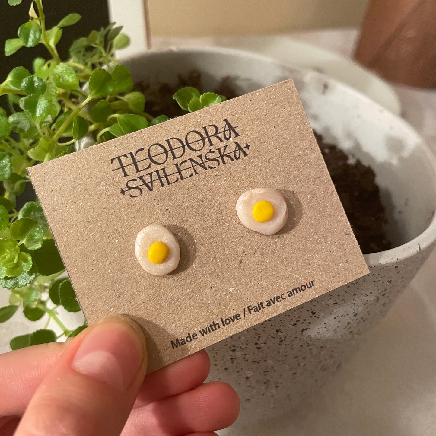 Handcrafted Polymer Clay Studs - Eggs!