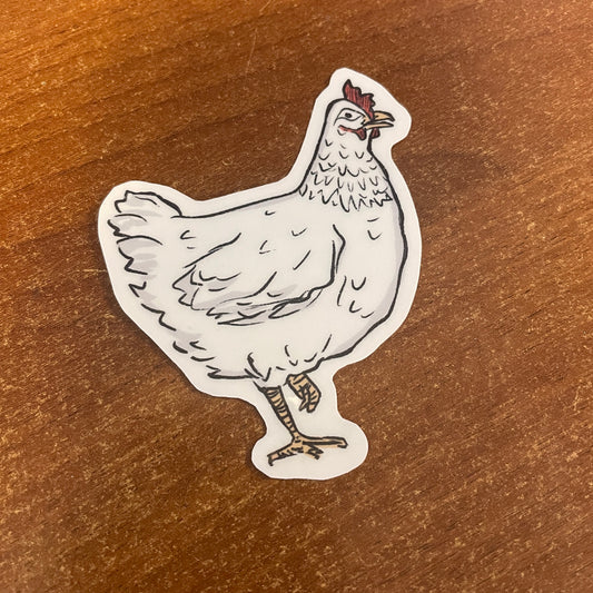 Chicken sticker, handmade, chicken drawing, colorful glossy sticker