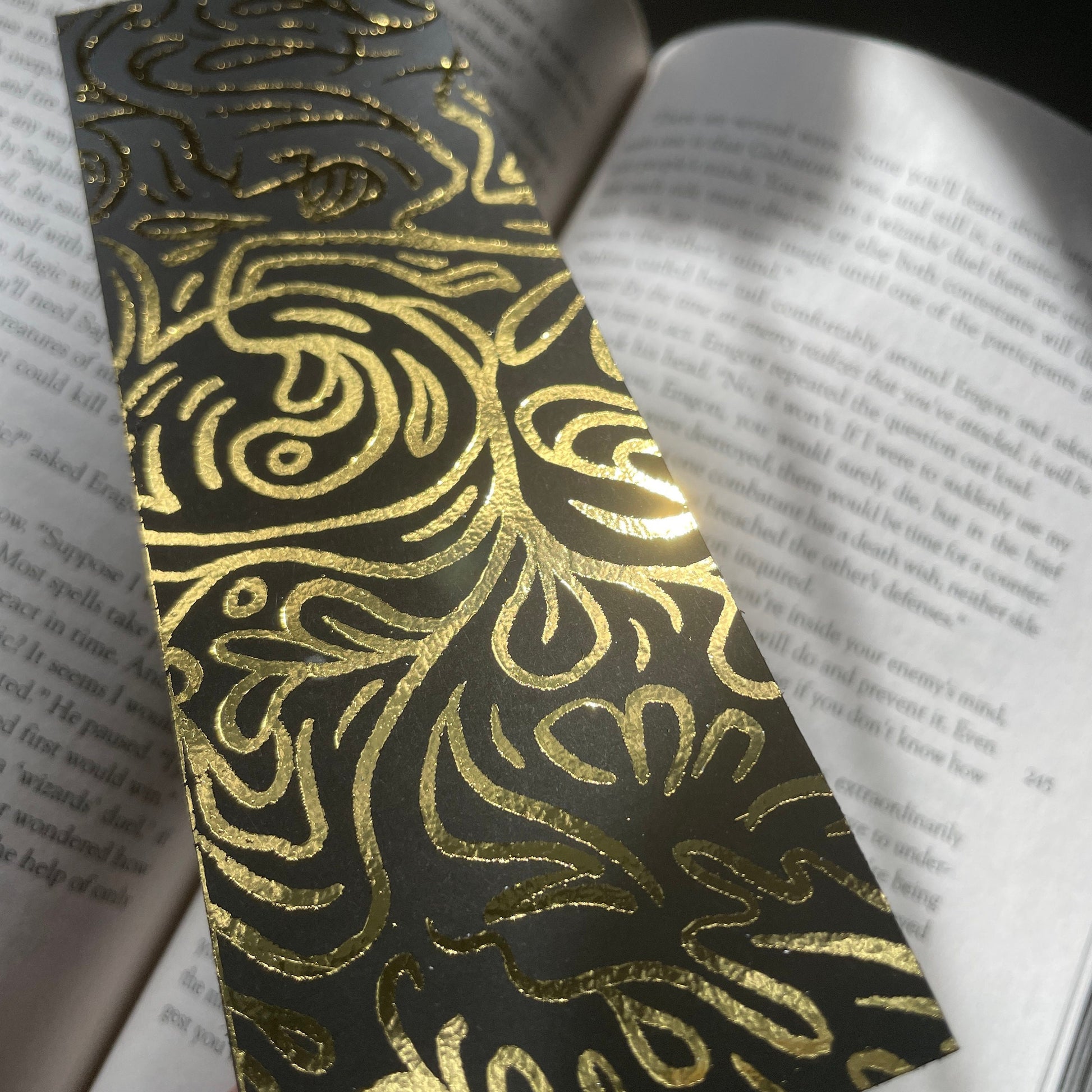 Fantasy Gold Foil bookmark, Magical, Whimsical Art, Tarot, Fairycore, Dark academia, zodiacs, celestial, Sun, black and gold, handmade