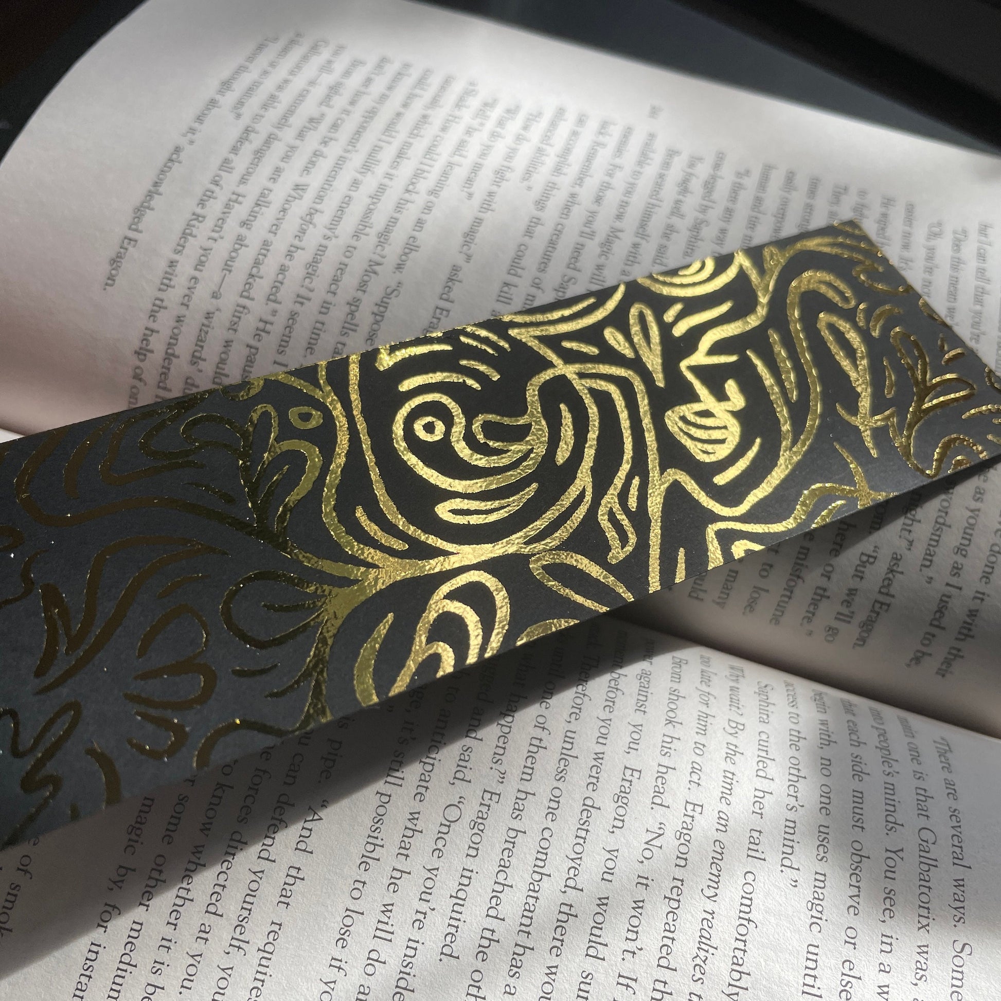 Fantasy Gold Foil bookmark, Magical, Whimsical Art, Tarot, Fairycore, Dark academia, zodiacs, celestial, Sun, black and gold, handmade