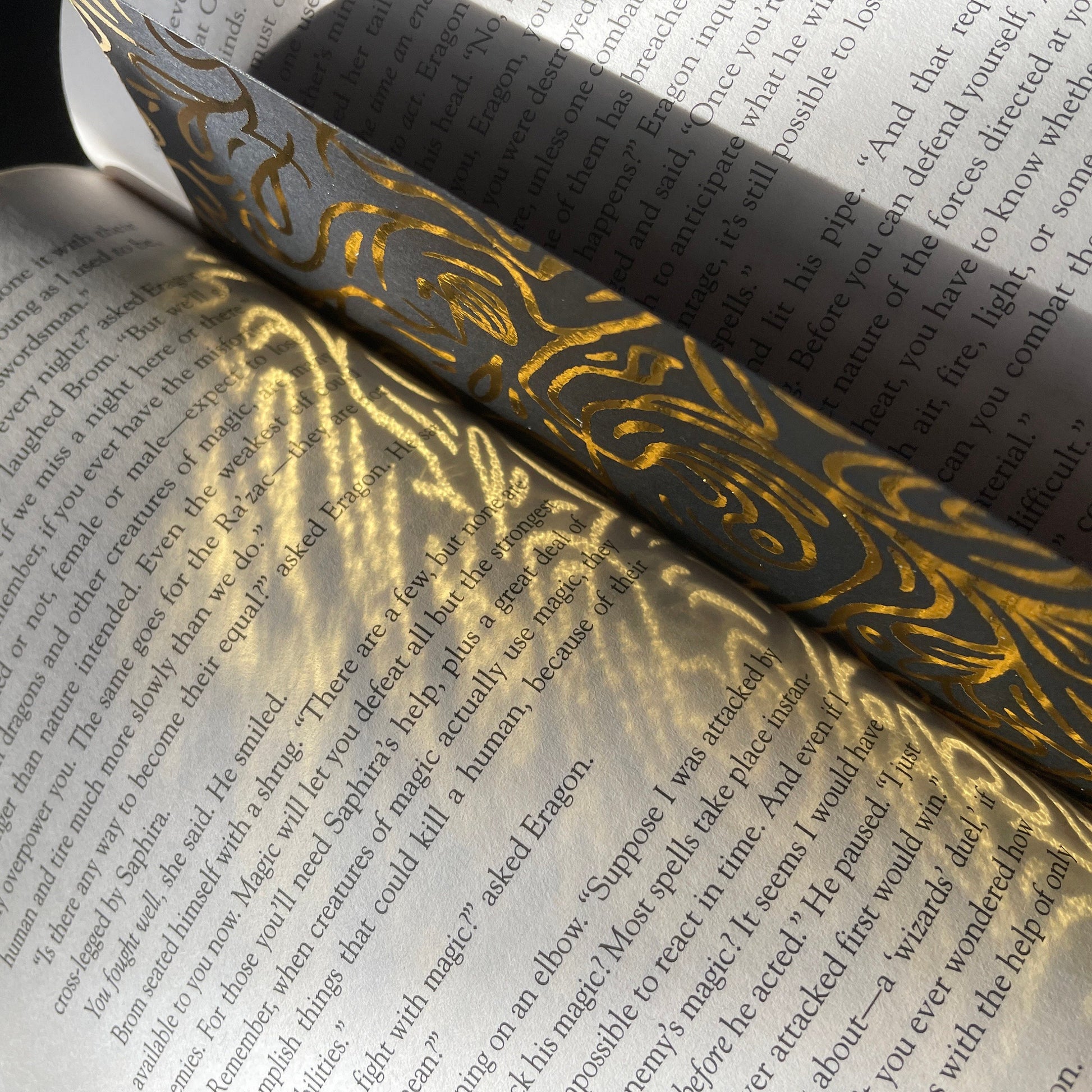 Fantasy Gold Foil bookmark, Magical, Whimsical Art, Tarot, Fairycore, Dark academia, zodiacs, celestial, Sun, black and gold, handmade