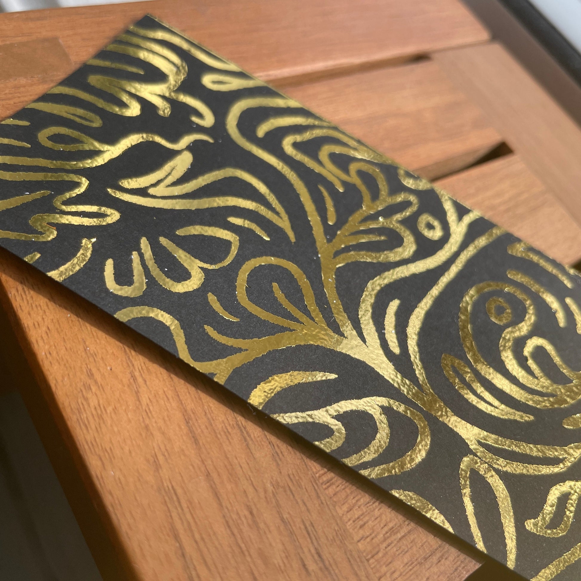 Fantasy Gold Foil bookmark, Magical, Whimsical Art, Tarot, Fairycore, Dark academia, zodiacs, celestial, Sun, black and gold, handmade