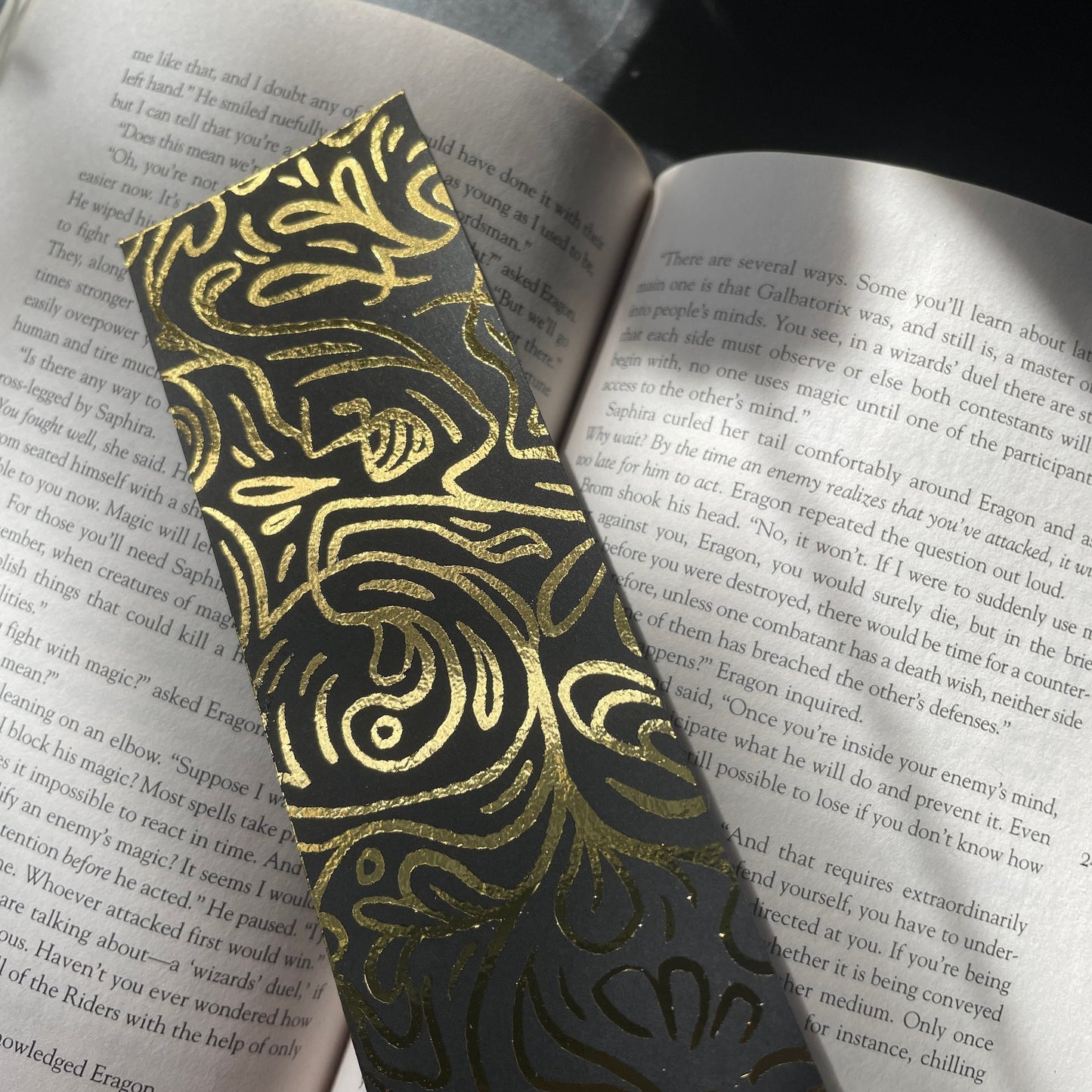 Fantasy Gold Foil bookmark, Magical, Whimsical Art, Tarot, Fairycore, Dark academia, zodiacs, celestial, Sun, black and gold, handmade